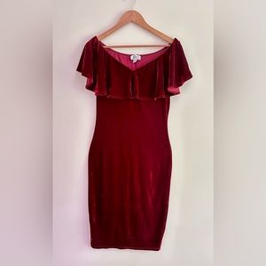 Crushed Velvet Pencil Dress Sweetheart Neckline